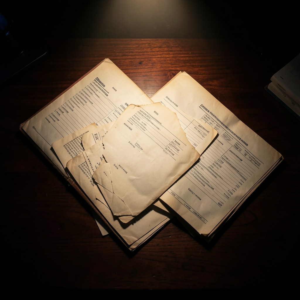 Folder of chapter membership lists spread across a dark desk
