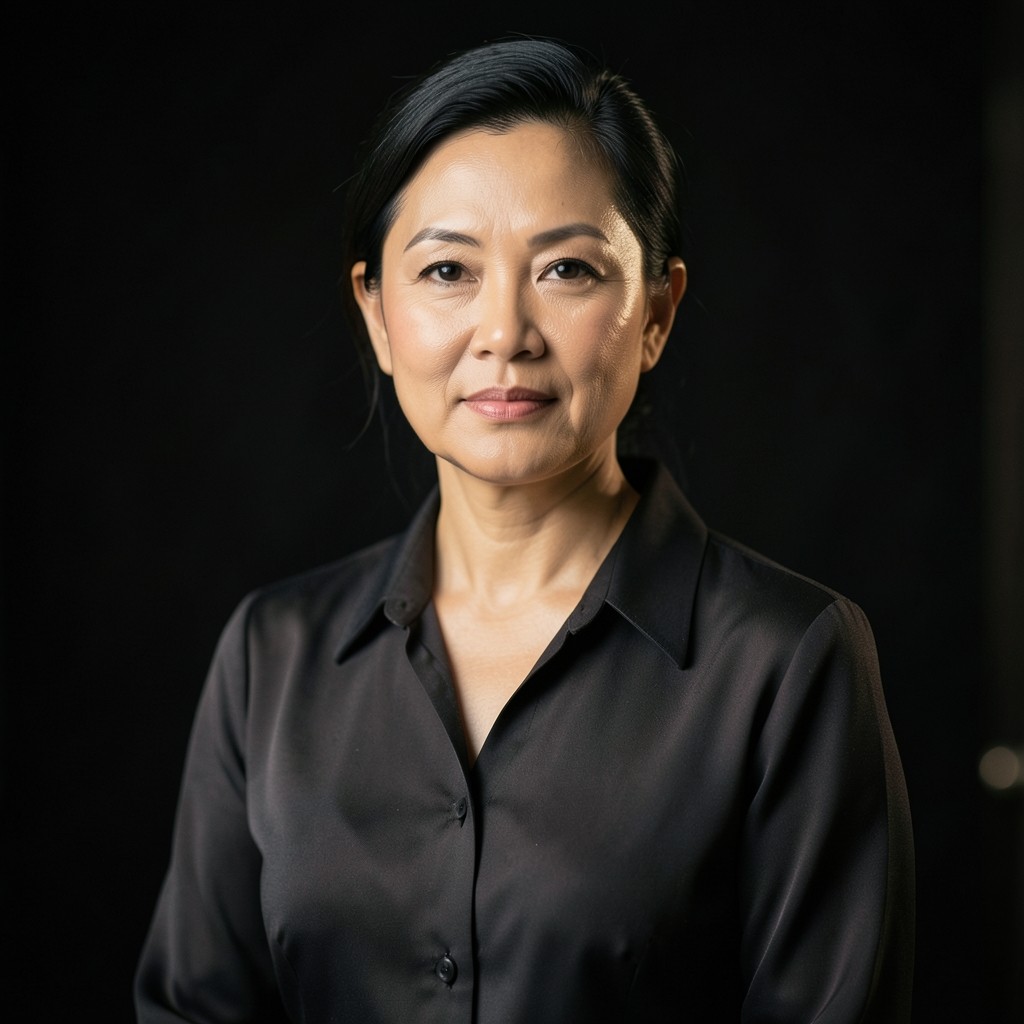 Portrait of session facilitator in refined warm lighting